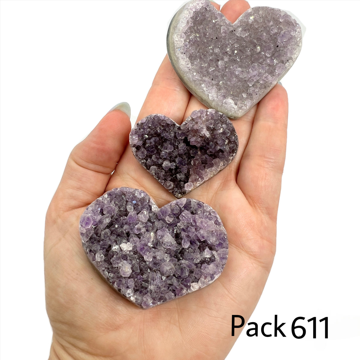 Raw Amethyst Heart Bundle of 3