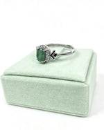Emerald Crystal Ring – Oval Silver with Lab Diamonds