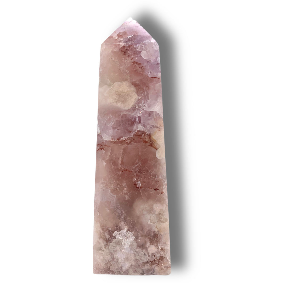 Flower Agate Obelisk with Amethyst Inclusions no. D944