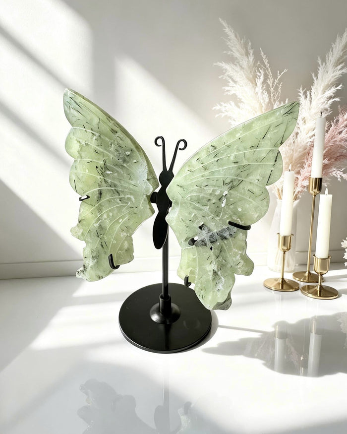 Prehnite Butterfly - With Stand