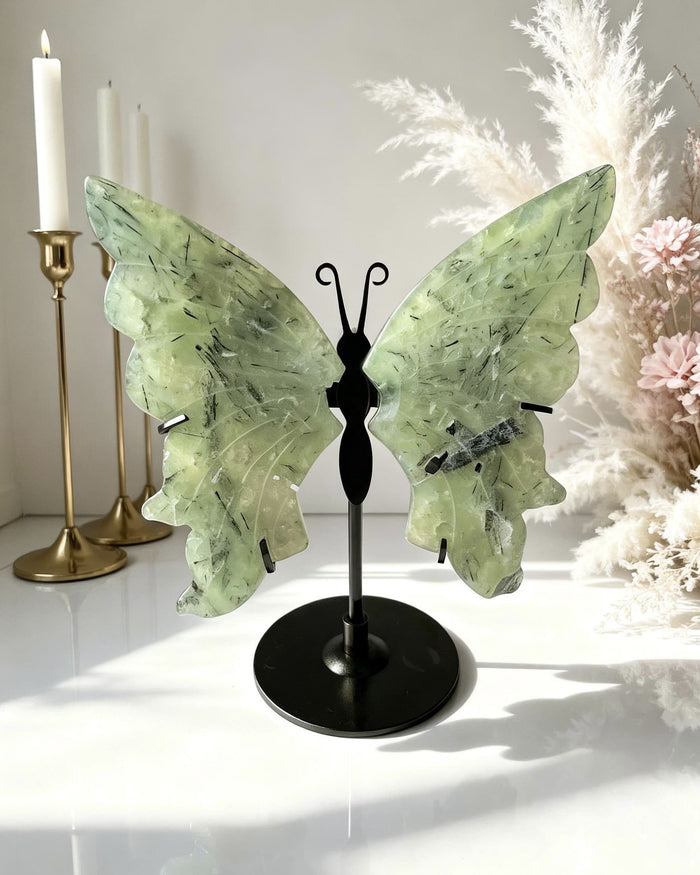 Prehnite Butterfly - With Stand