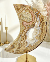 Golden Crazy Lace Agate Moon On Stand No. 3