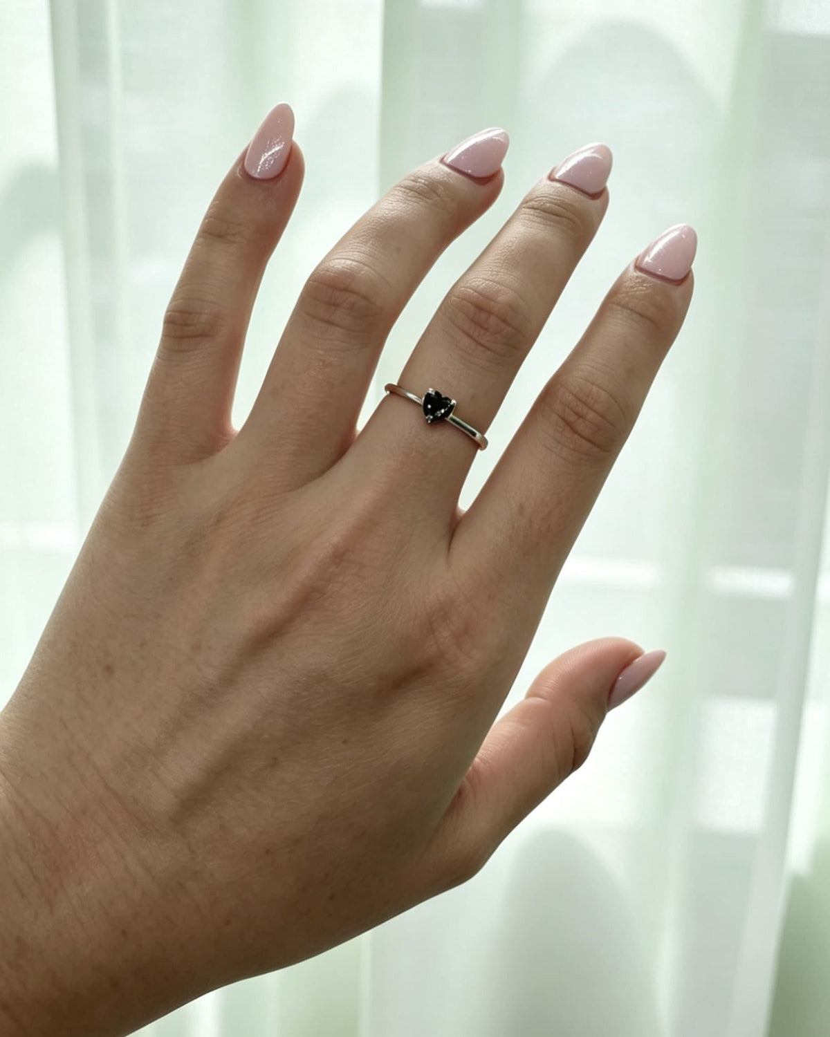 Moldavite Crystal Ring – Heart Silver