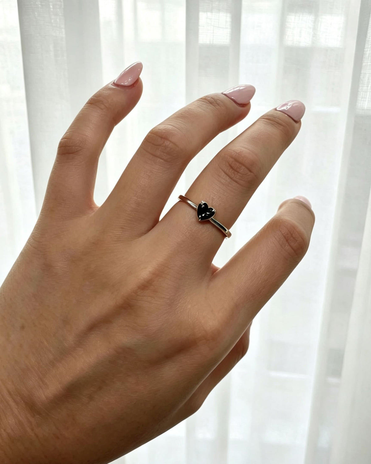 Moldavite Crystal Ring – Heart Silver