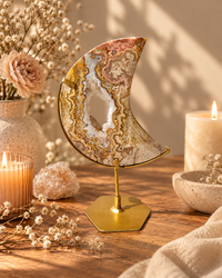 Gold Crazy Lace Agate Moon On Stand No. 1