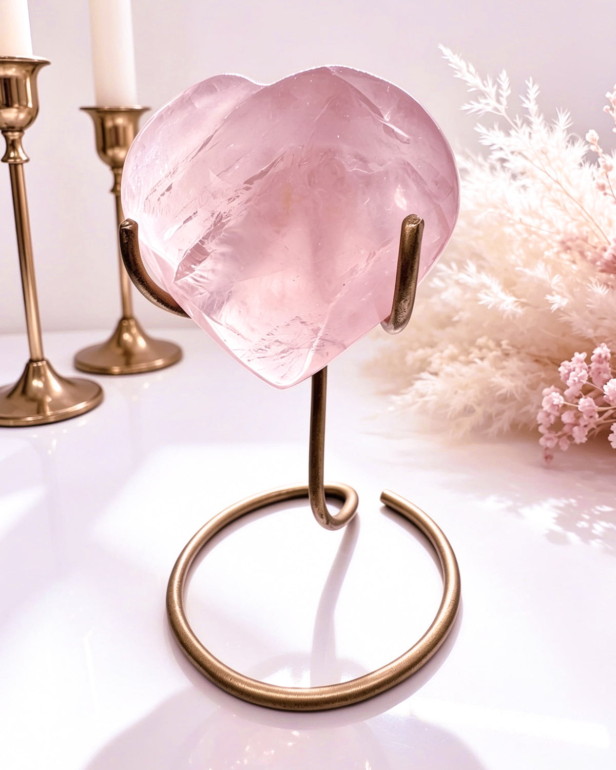 AAA Grade Rose Quartz Heart On Stand No. 1