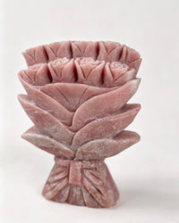 Pink Opal Crystal Rose Bouquet Carving