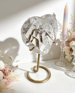 Clear Lemurian Faceted Heart On Stand