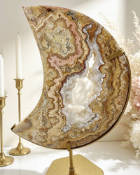 Golden Crazy Lace Agate Moon On Stand No. 3