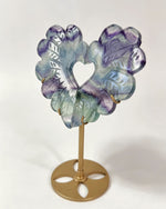 Rainbow Fluorite Crystal Wings – Heart with Stand