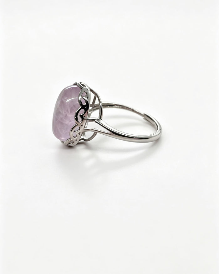 Oval Silver Kunzite Ring