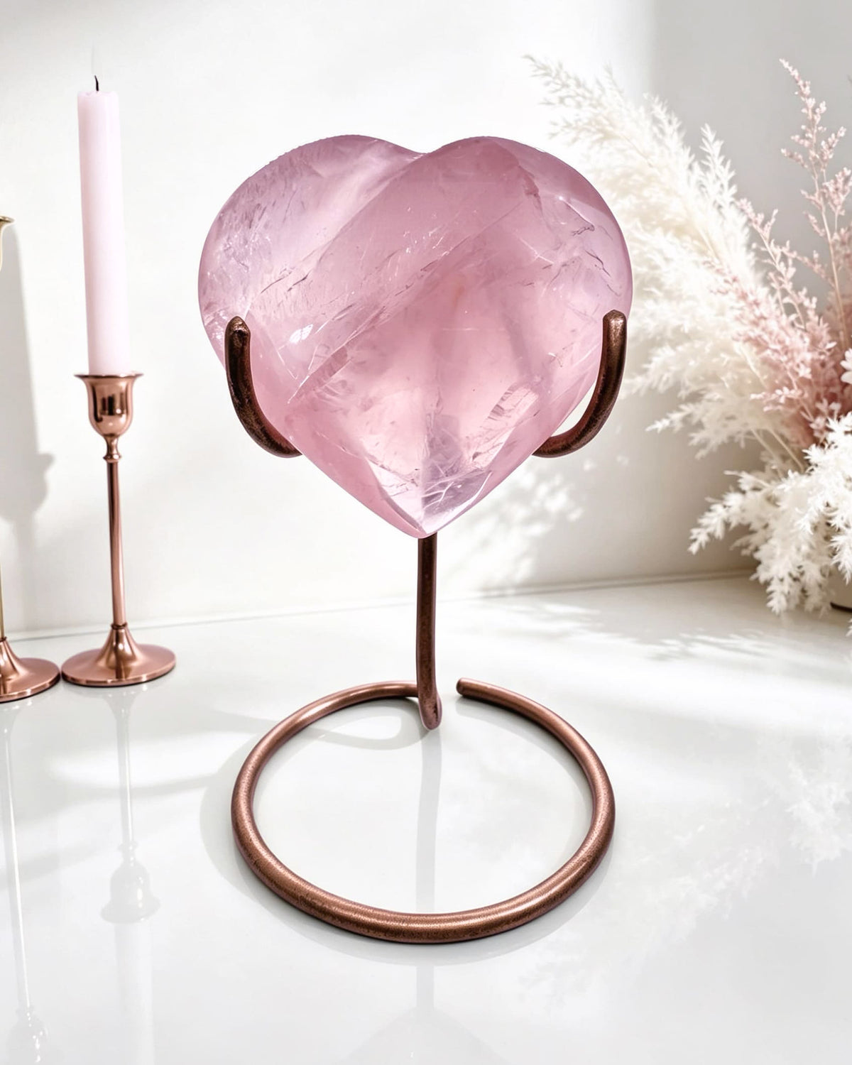 AAA Grade Rose Quartz Heart On Stand No. 1
