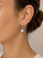 Moonstone Crystal Earrings – Silver Oval