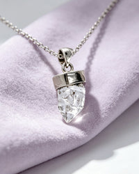 Herkimer Diamond Crystal Pendant – Raw Silver