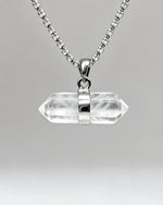 Blue Needle Silver Pendant - Double Terminated