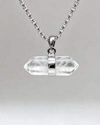 Blue Needle Silver Pendant - Double Terminated