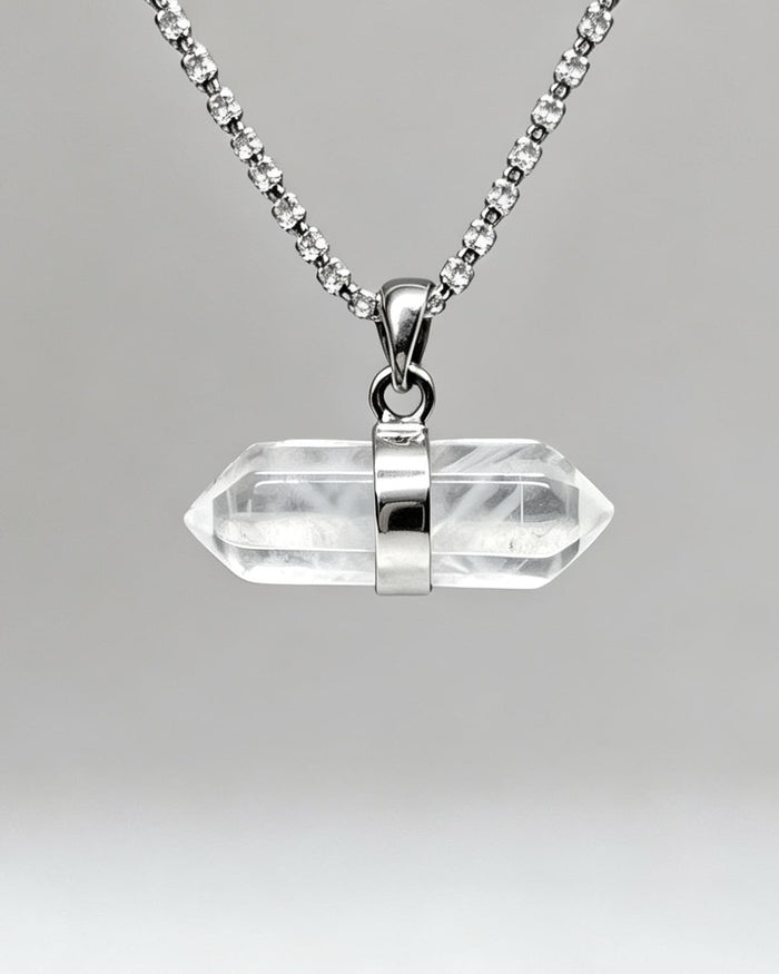 Blue Needle Silver Pendant - Double Terminated