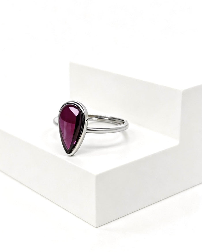 Drop Pink Tourmaline Silver Ring
