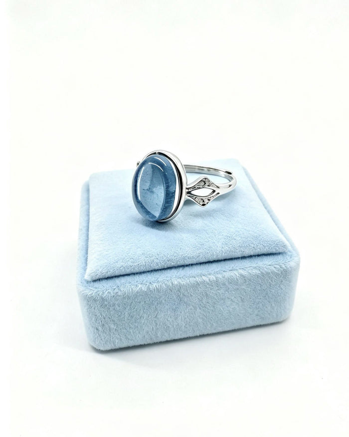 Aquamarine Crystal Ring – Oval Silver No. 3