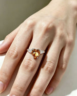 Heart Citrine & Lab Diamond Silver Ring