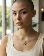 Peridot Crystal Pendant – Silver with Lab Diamonds