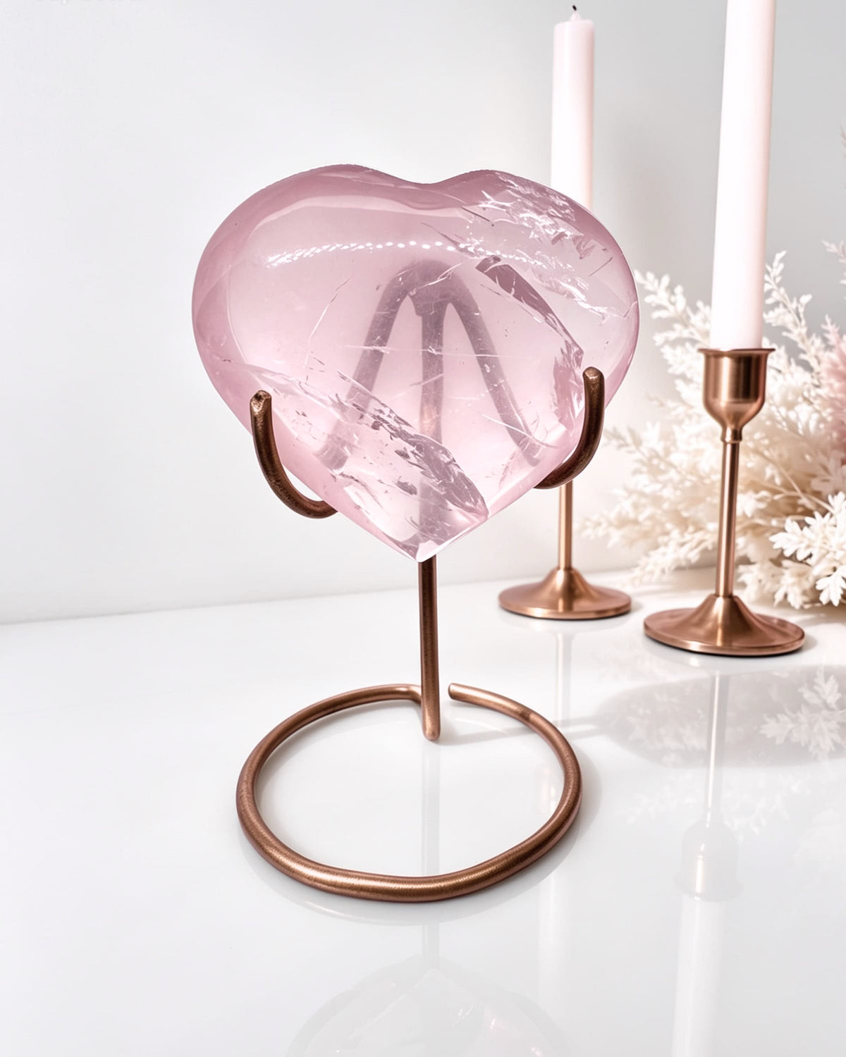 AAA Grade Rose Quartz Heart On Stand No. 2