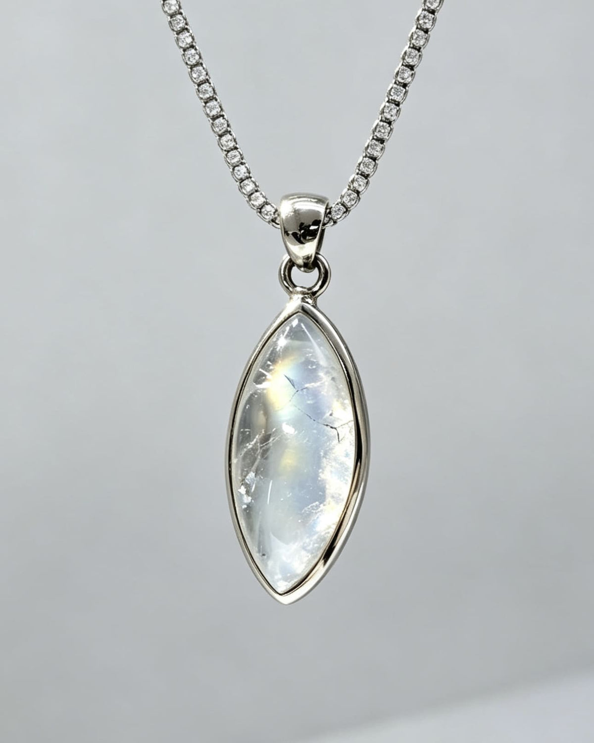 Moonstone Crystal Pendant – Silver