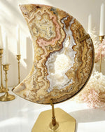 Golden Crazy Lace Agate Moon On Stand No. 3