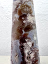 Black Flower Agate Obelisk with Green Amethyst Inclusions no. 919