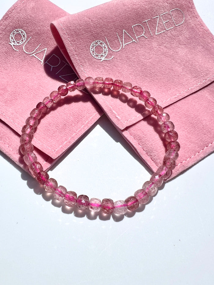 AAA Grade Strawberry Quartz 4mm Faceted  Bracelet