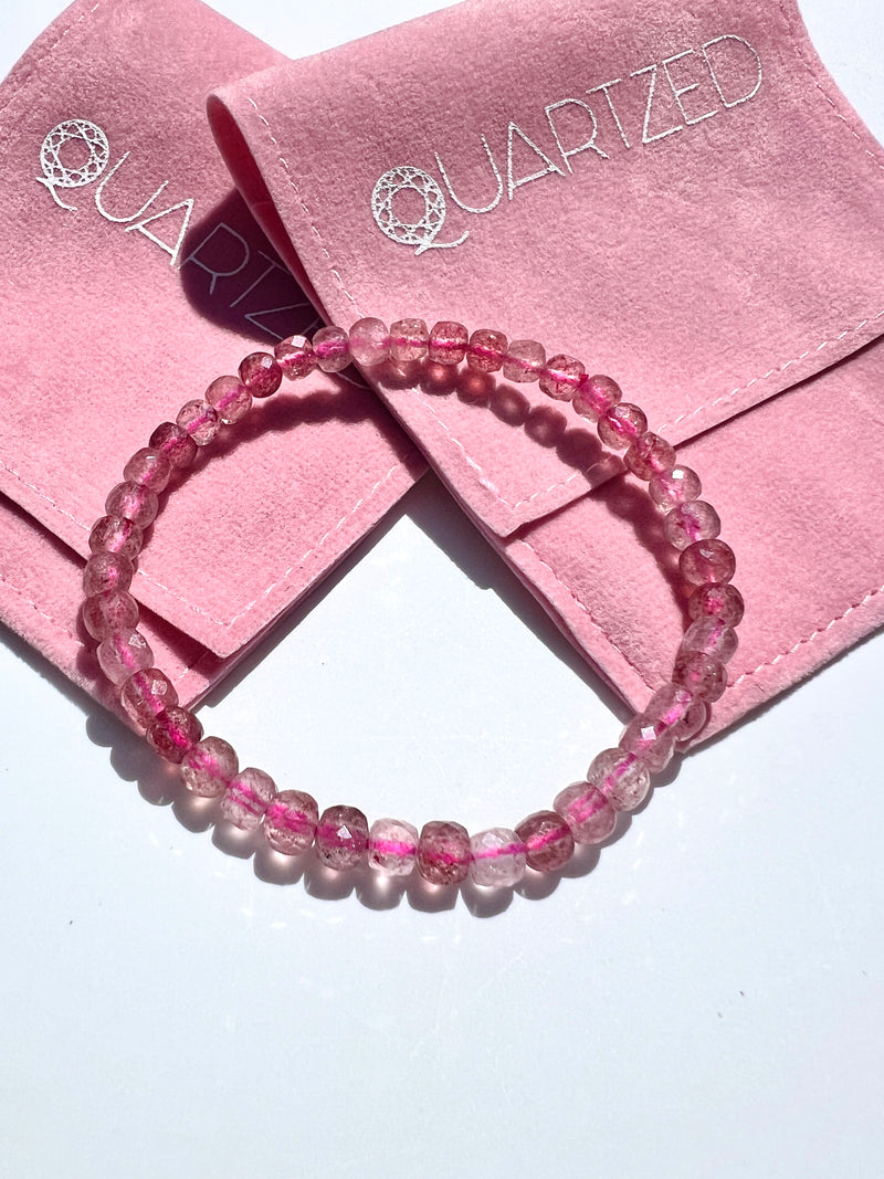 AAA Grade Strawberry Quartz 4mm Faceted  Bracelet