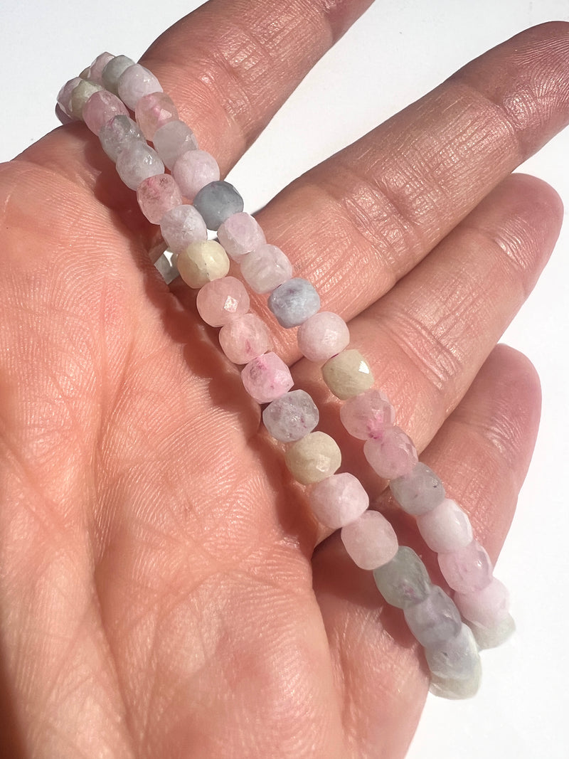 Morganite 4mm Faceted  Bracelet