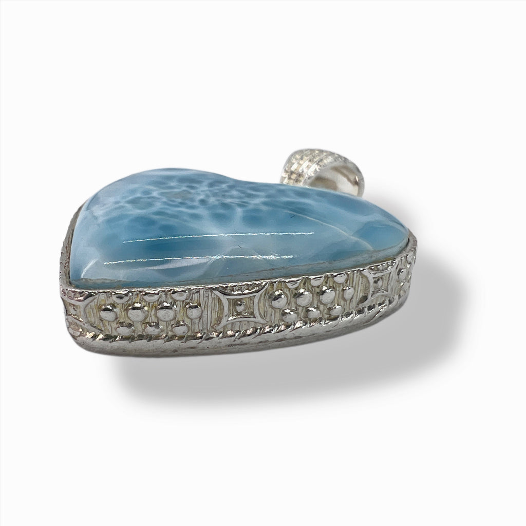 AA Grade Larimar Heart Pendant