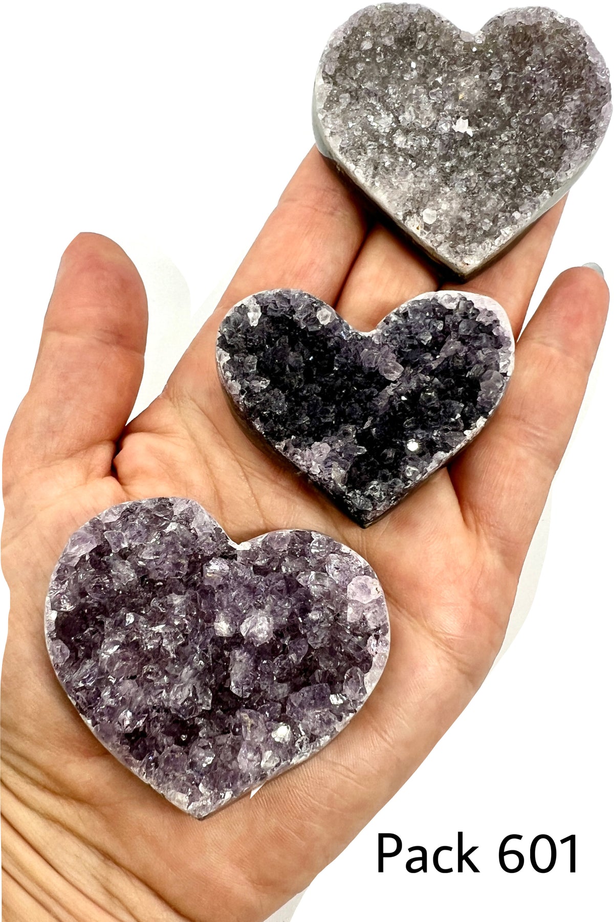 Raw Amethyst Heart Bundle of 3