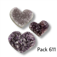Raw Amethyst Heart Bundle of 3