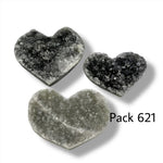 Raw Amethyst Heart Bundle of 3