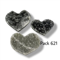 Raw Amethyst Heart Bundle of 3