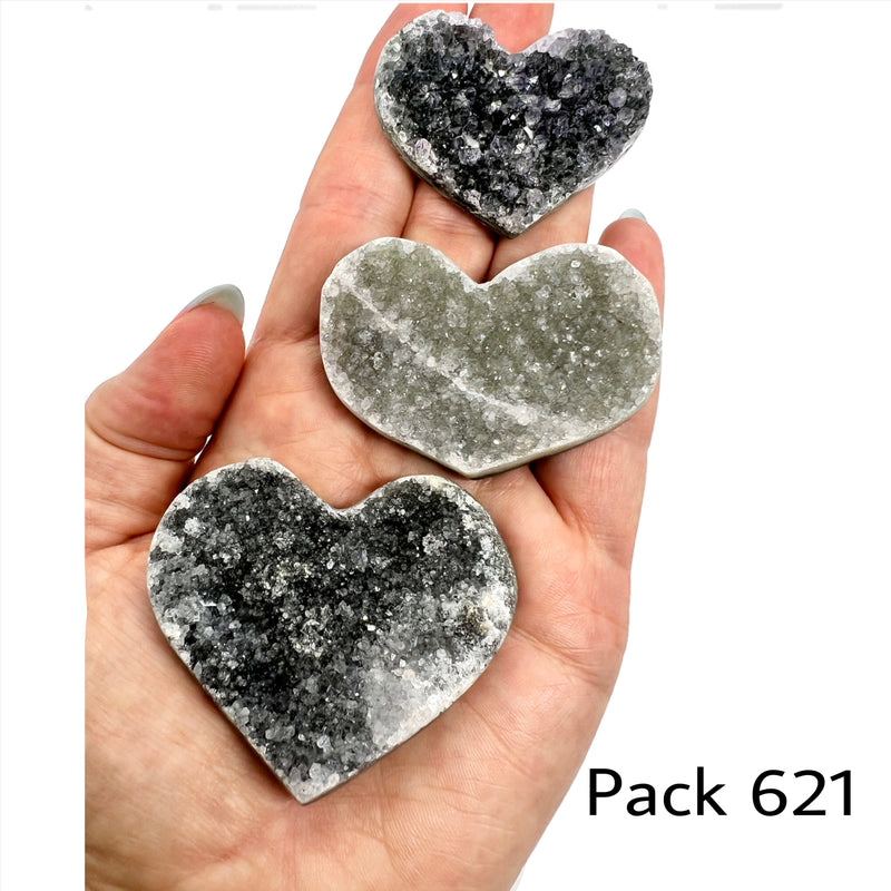 Raw Amethyst Heart Set of 3