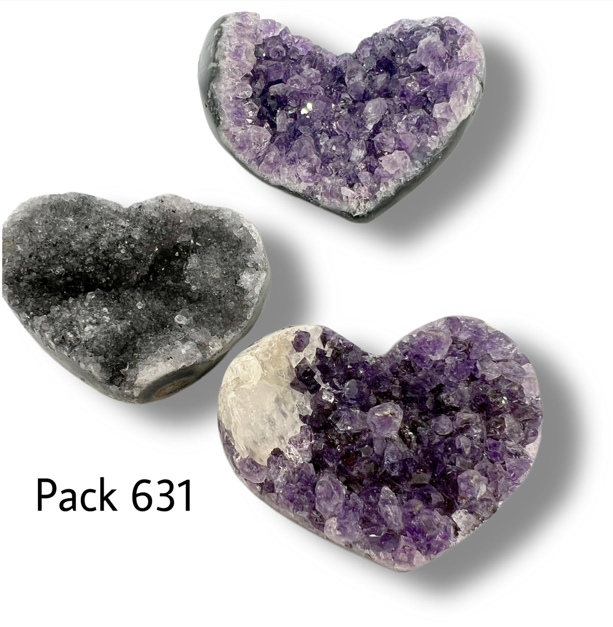 Raw Amethyst Heart Bundle of 3