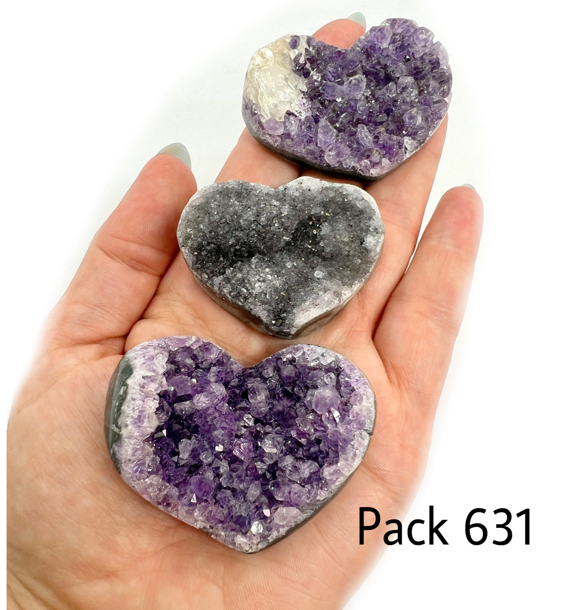 Raw Amethyst Heart Bundle of 3