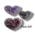 Raw Amethyst Heart Bundle of 3
