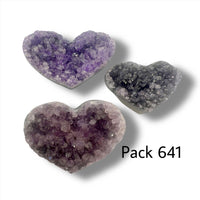 Raw Amethyst Heart Bundle of 3