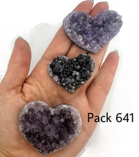 Raw Amethyst Heart Bundle of 3