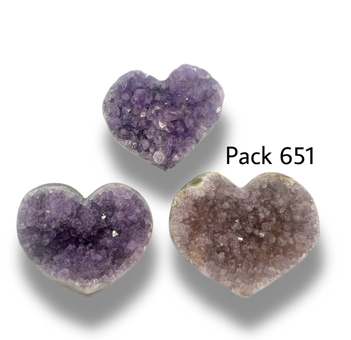Raw Amethyst Heart Bundle of 3
