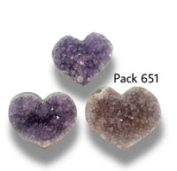 Raw Amethyst Heart Bundle of 3