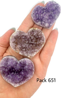 Raw Amethyst Heart Bundle of 3