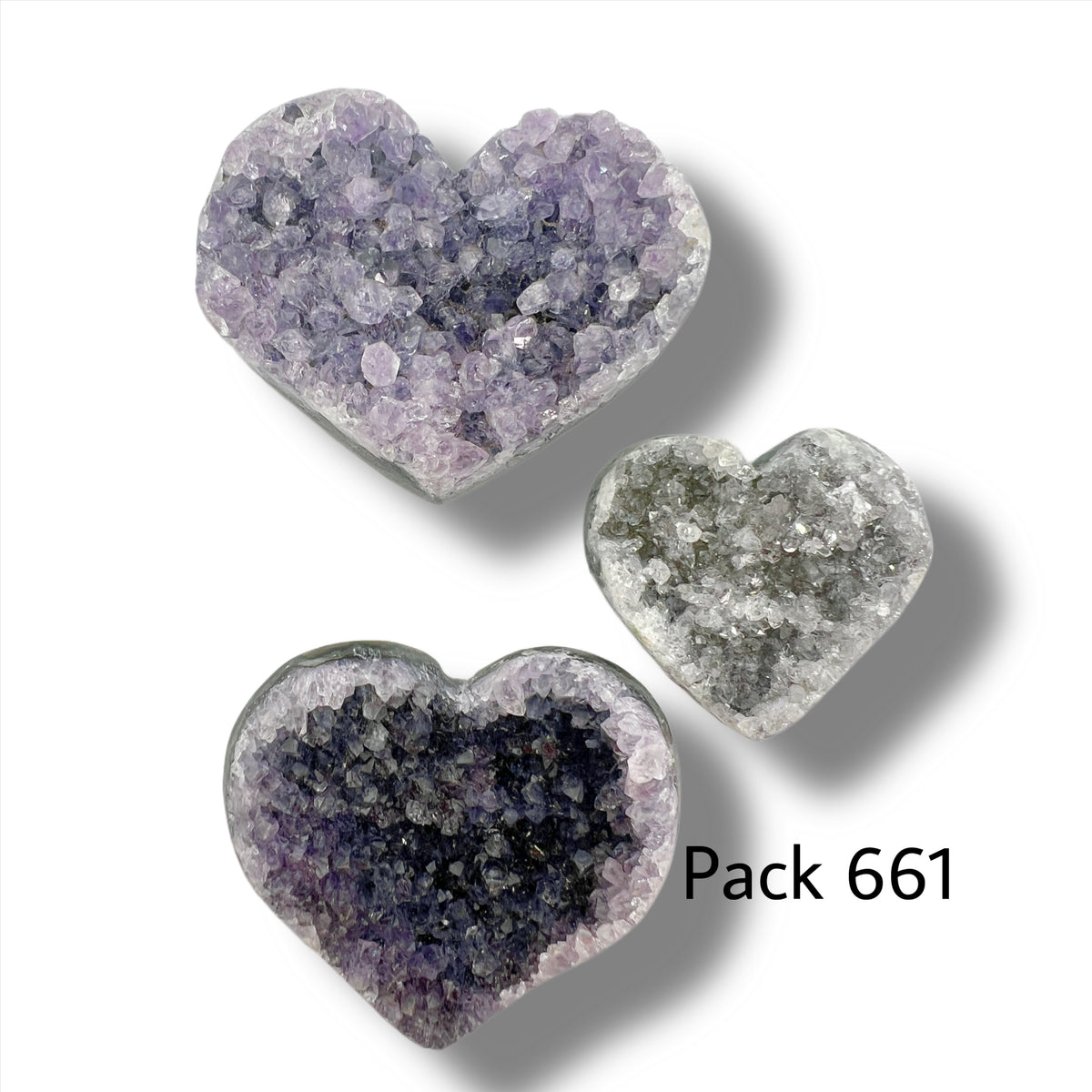 Raw Amethyst Heart Bundle of 3