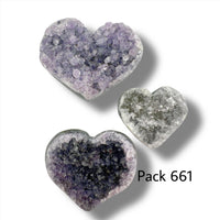 Raw Amethyst Heart Bundle of 3
