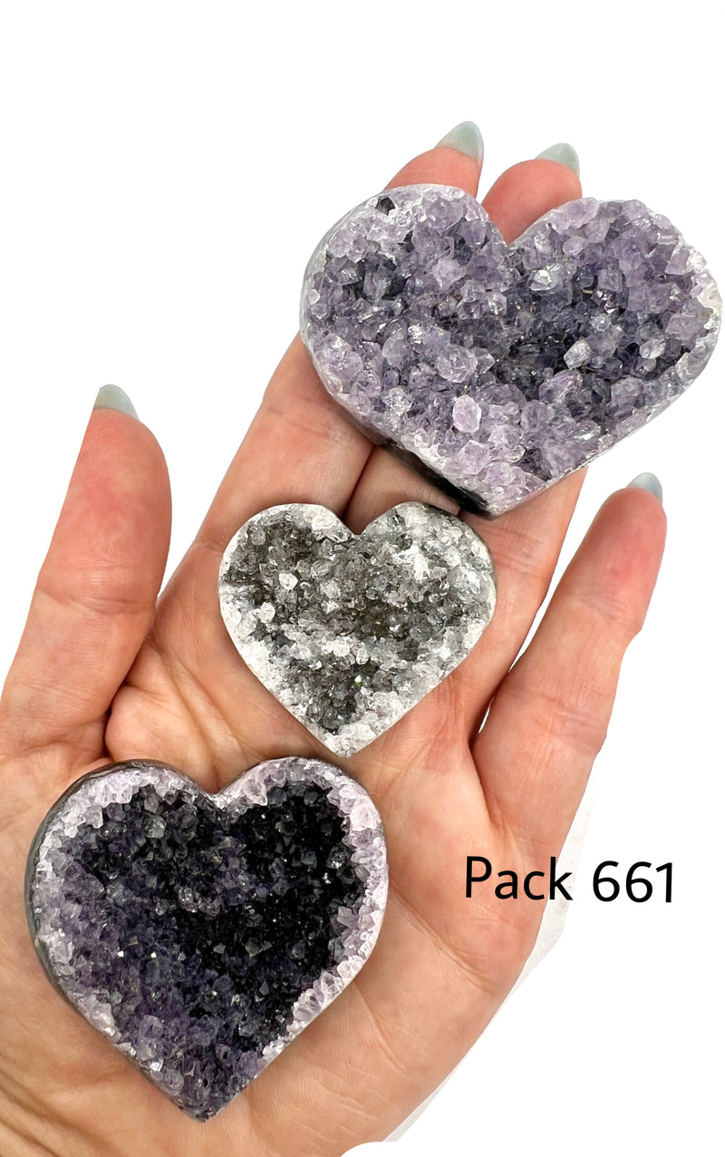 Raw Amethyst Heart Set of 3