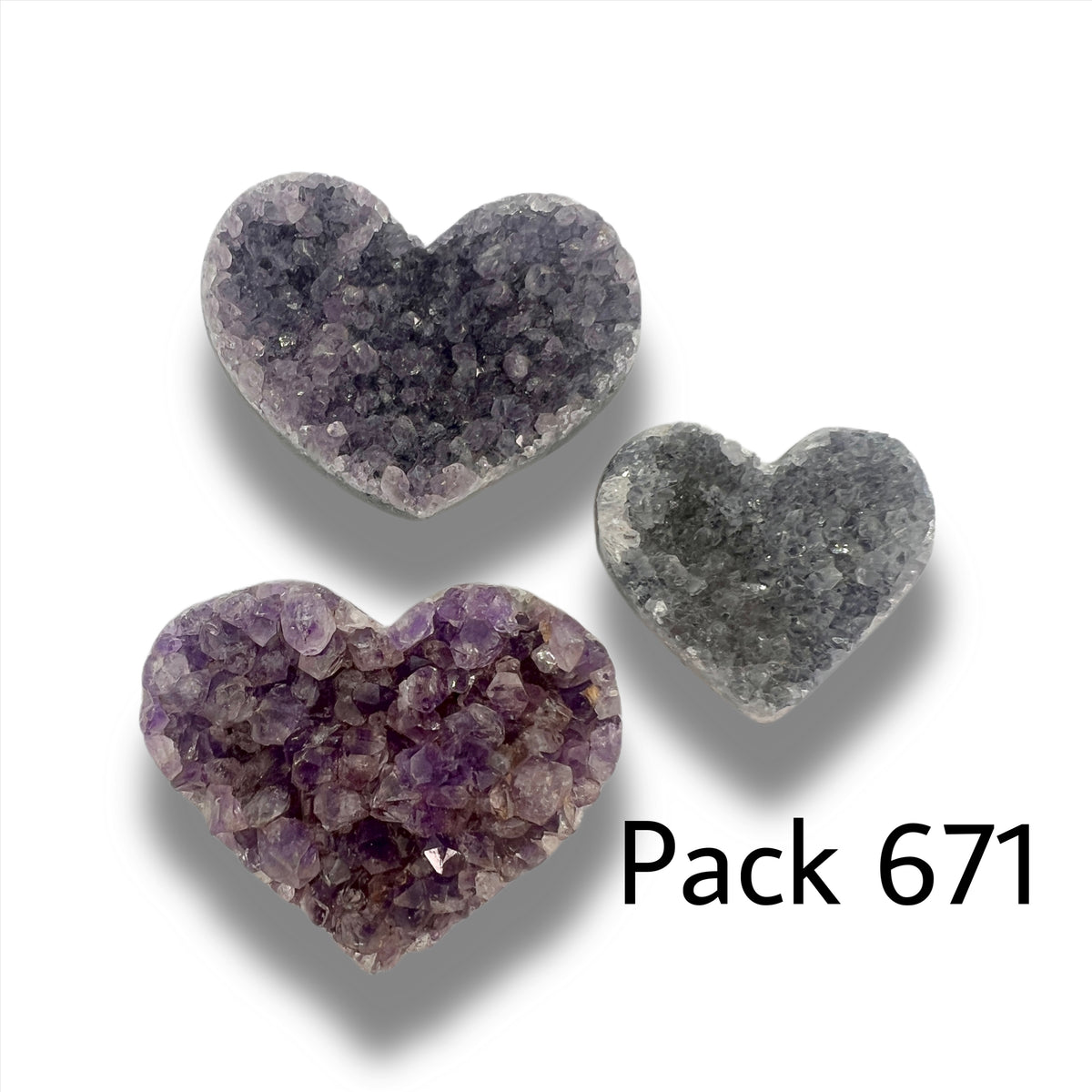 Raw Amethyst Heart Bundle of 3